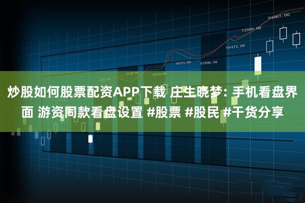 炒股如何股票配资APP下载 庄生晓梦: 手机看盘界面 游资同款看盘设置 #股票 #股民 #干货分享